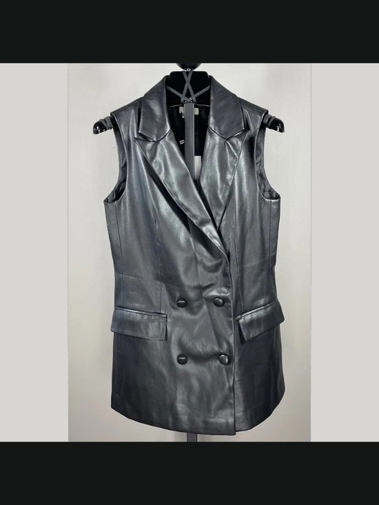 Jason Wu Jackets & Blazers - NEW Jason Wu Vest Jacket Womens Small black faux leather blazer moto designer